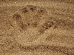 Sandplay therapy handprint